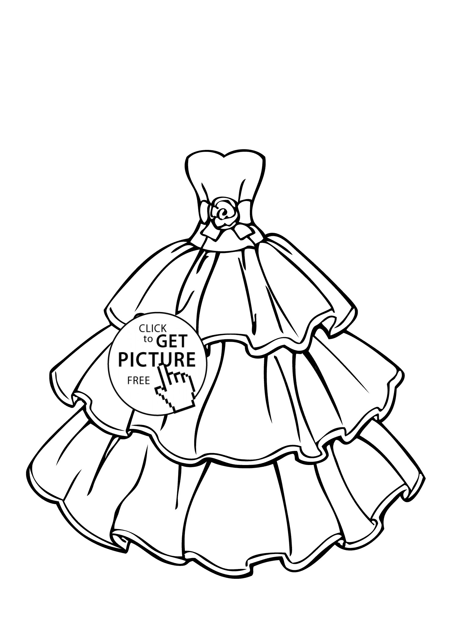 Coloring Pages For Girls Dresses
 Wedding dress beautiful coloring page for girls printable