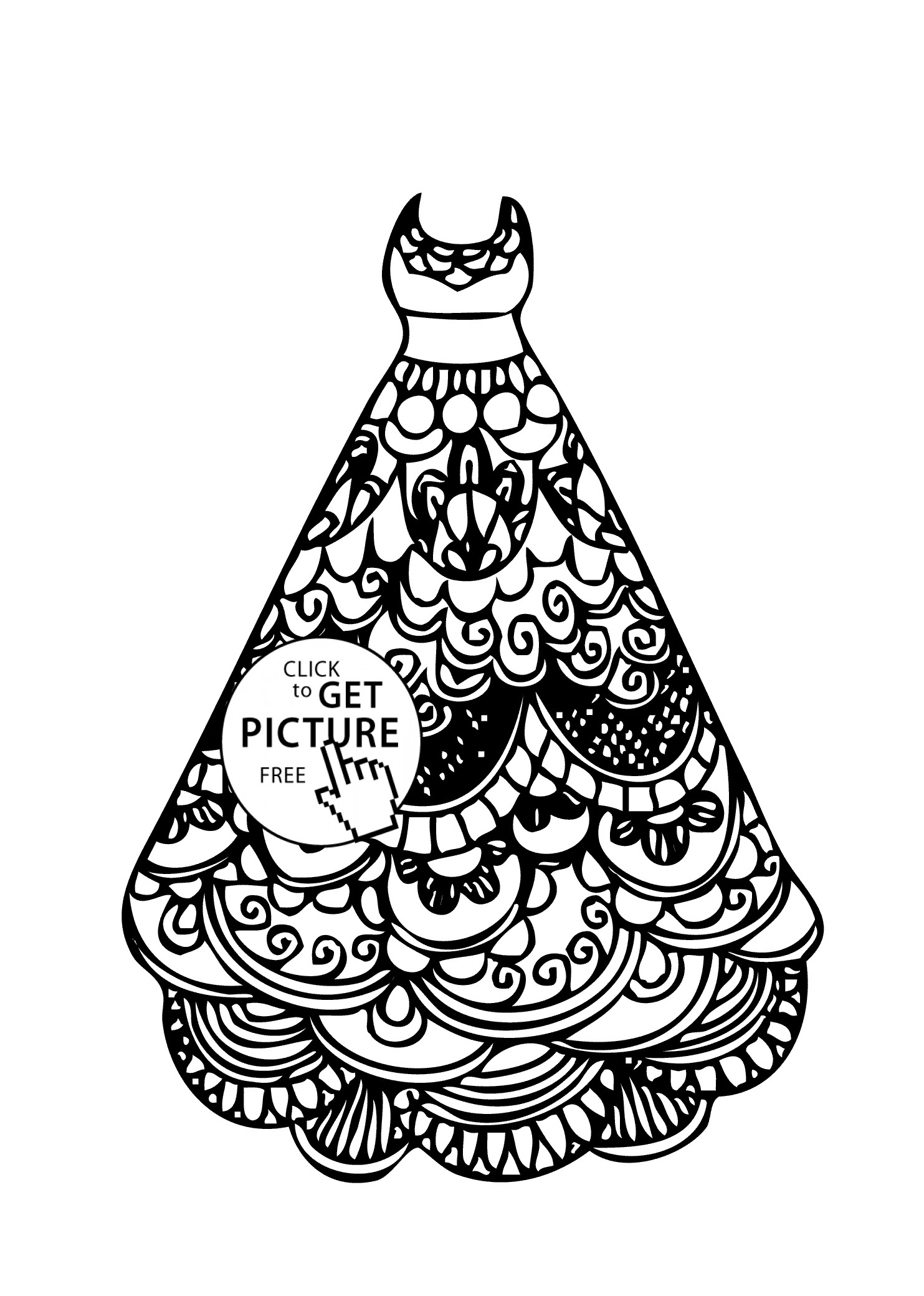 Coloring Pages For Girls Dresses
 Dress lace coloring page for girls printable free