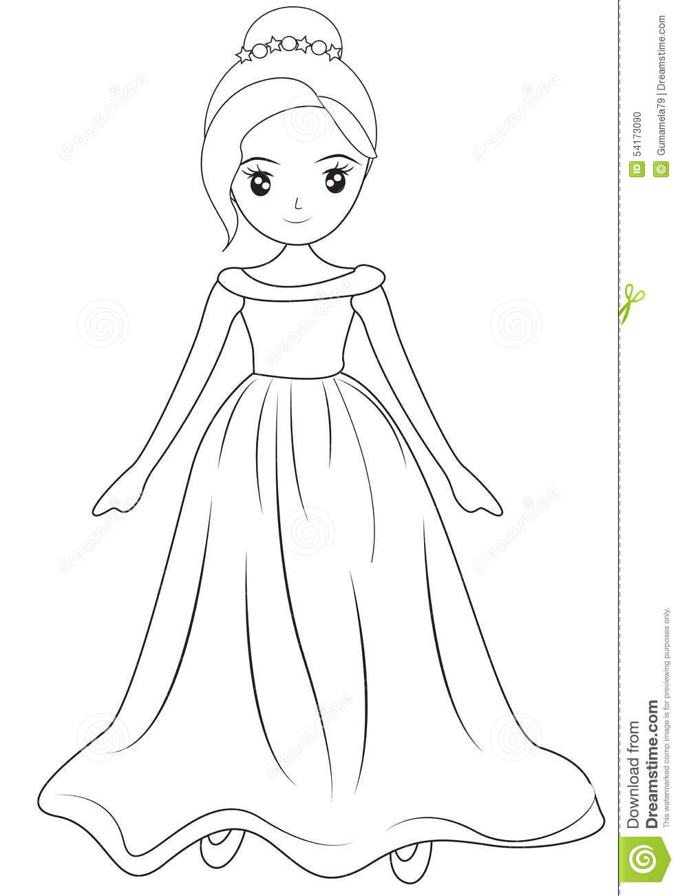 Coloring Pages For Girls Dresses
 Girl Wearing A Long Gown Coloring Page Stock Illustration