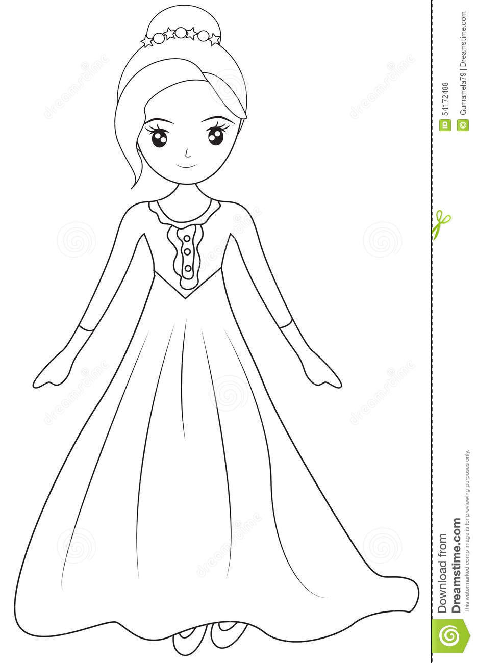 Coloring Pages For Girls Dresses
 Girl In A Long Sleeve Gown Coloring Page Stock