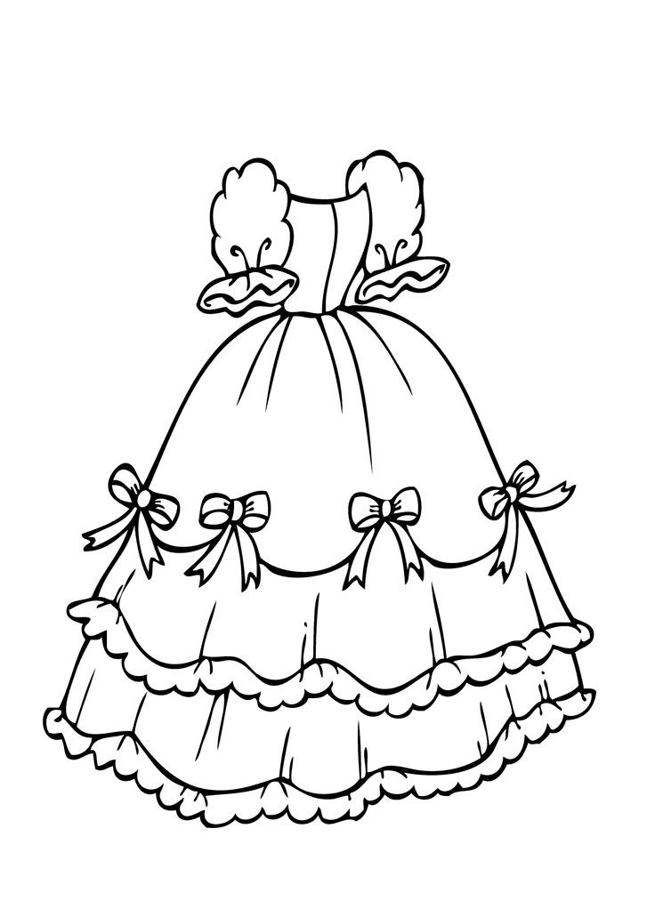 Coloring Pages For Girls Dresses
 Dress with bows coloring page for girls printable free
