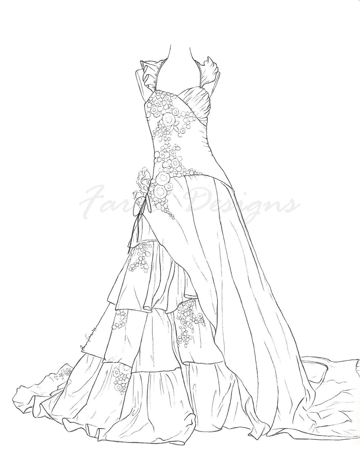 Coloring Pages For Girls Dresses
 Fancy La s In Dresses Coloring Pages