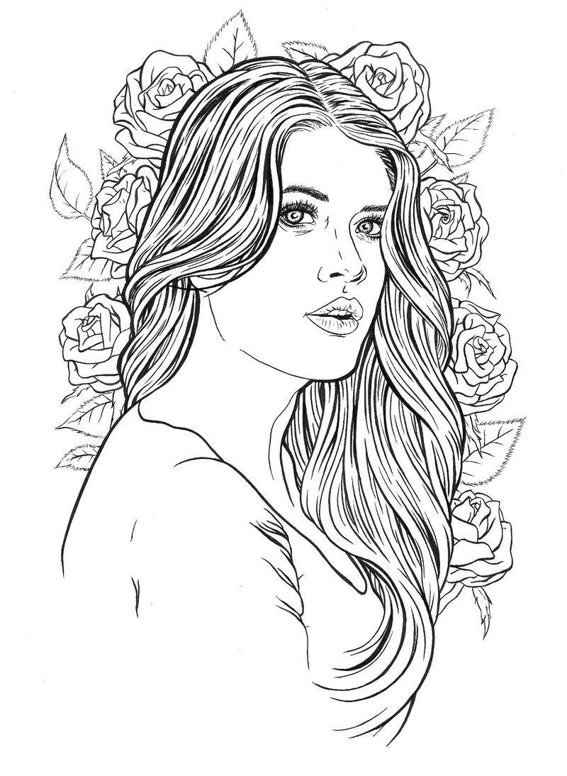 Coloring Pages For Girls People
 Beautiful lady Coloring Pages for Adults