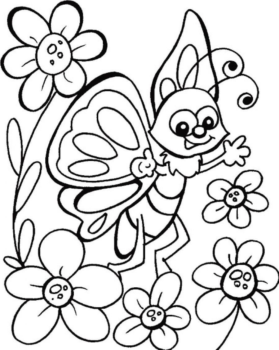 Coloring Pages For Kids Butterflies
 Happy Butterfly Coloring Pages for Kids