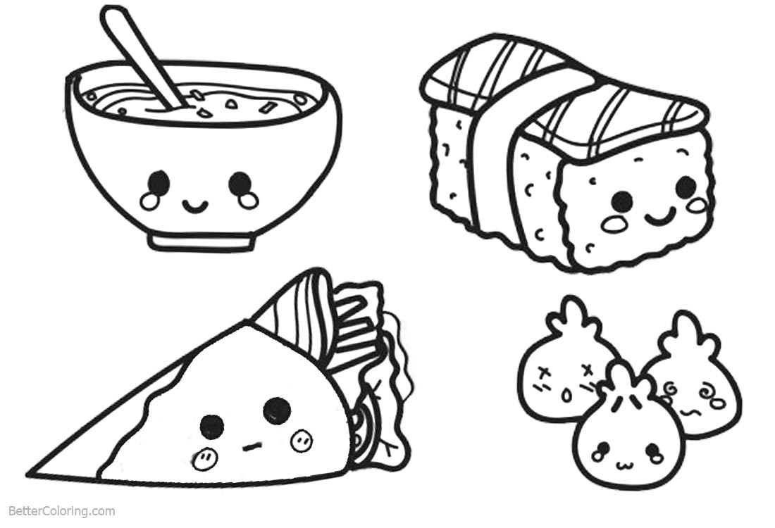 Coloring Pages For Kids Food
 Cute Food Coloring Pages Lineart Free Printable Coloring