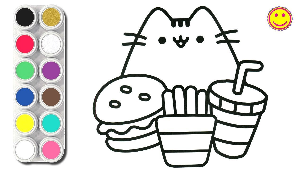 Coloring Pages For Kids Food
 How To Draw Cute CAT and Food Coloring Pages For Kids ️
