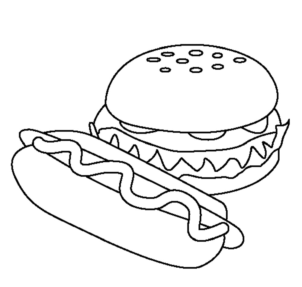 Coloring Pages For Kids Food
 Food Hamburger Models food coloring pages