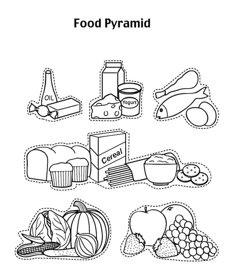 Coloring Pages For Kids Food
 Food Pyramid Coloring Pages Food Pyramid With Fruit And