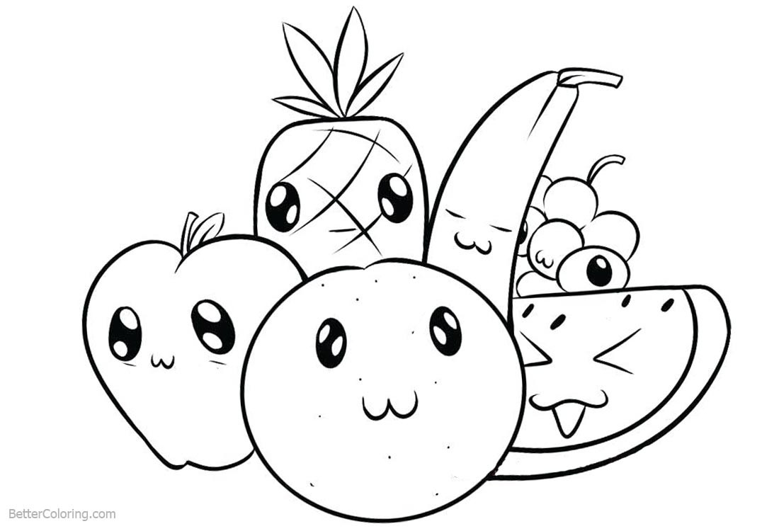 Coloring Pages For Kids Food
 Cute Food Coloring Pages Cartoon Fruits Free Printable
