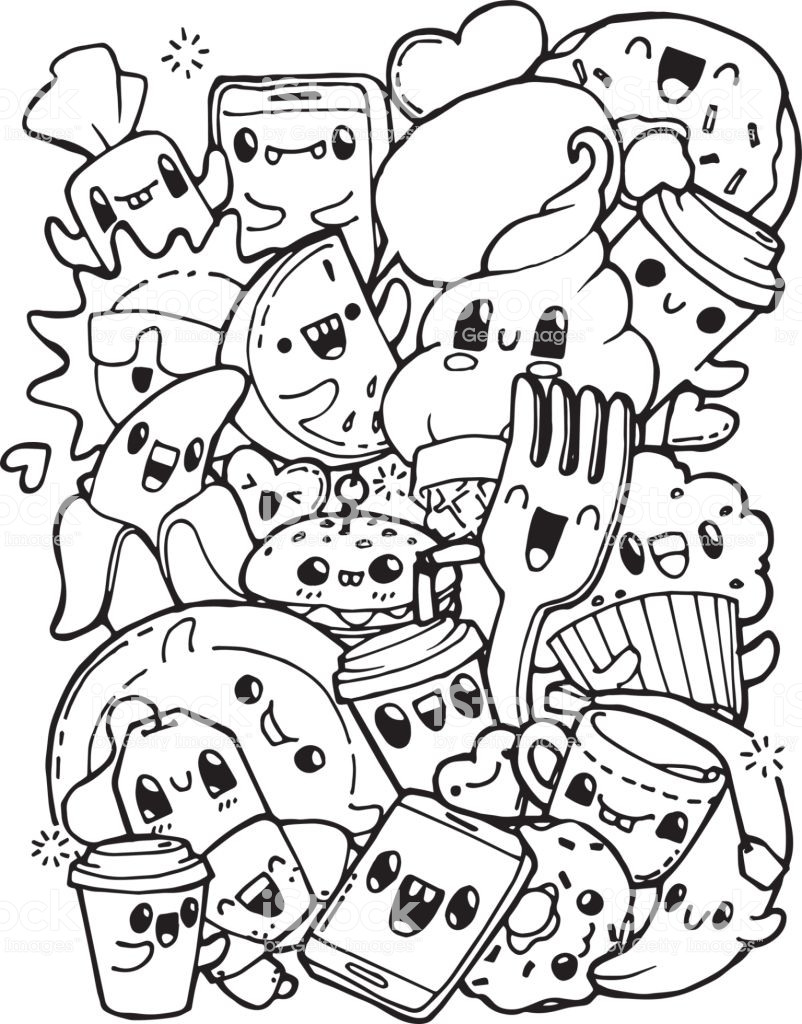 Coloring Pages For Kids Food
 Dining Doodles Breakfast Lunch Dinner Food Coloring Pages