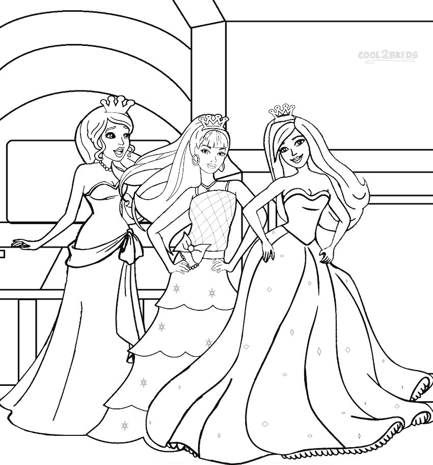Coloring Pages For Kids Princesses
 Printable Barbie Princess Coloring Pages For Kids