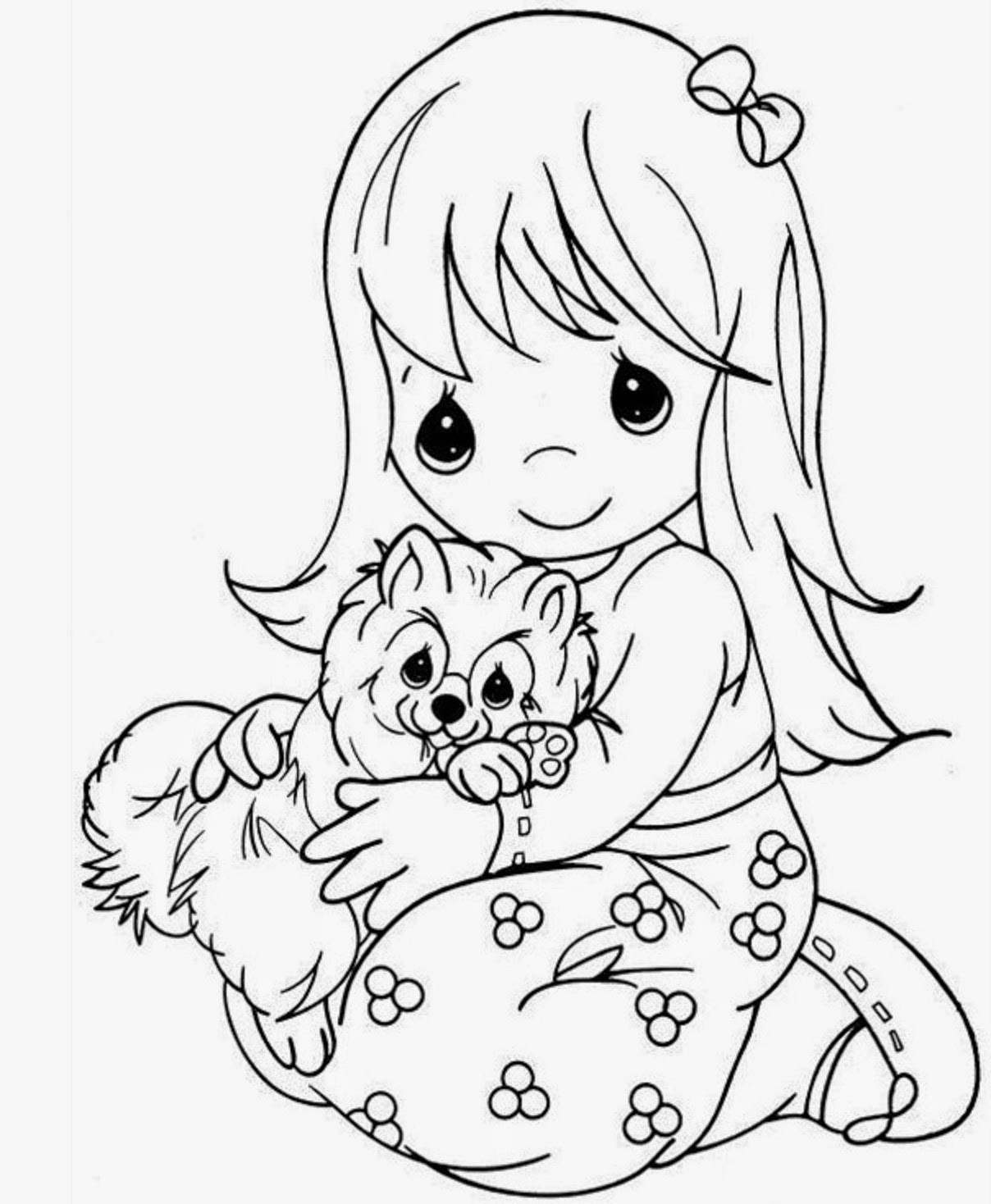 Coloring Pages Girls
 colours drawing wallpaper Beautiful Precious Moments Girl