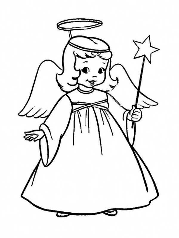 Coloring Pages Little Girls
 A Charming Little Girl in Angel Costume on Christmas