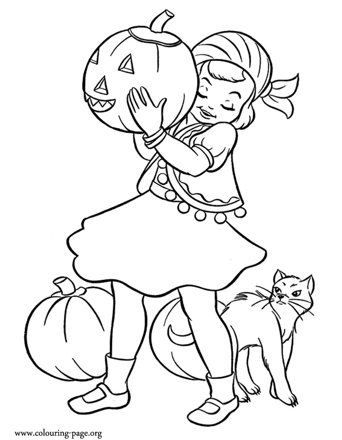 Coloring Pages Little Girls
 Halloween Little girl dressed as a gypsy for Halloween