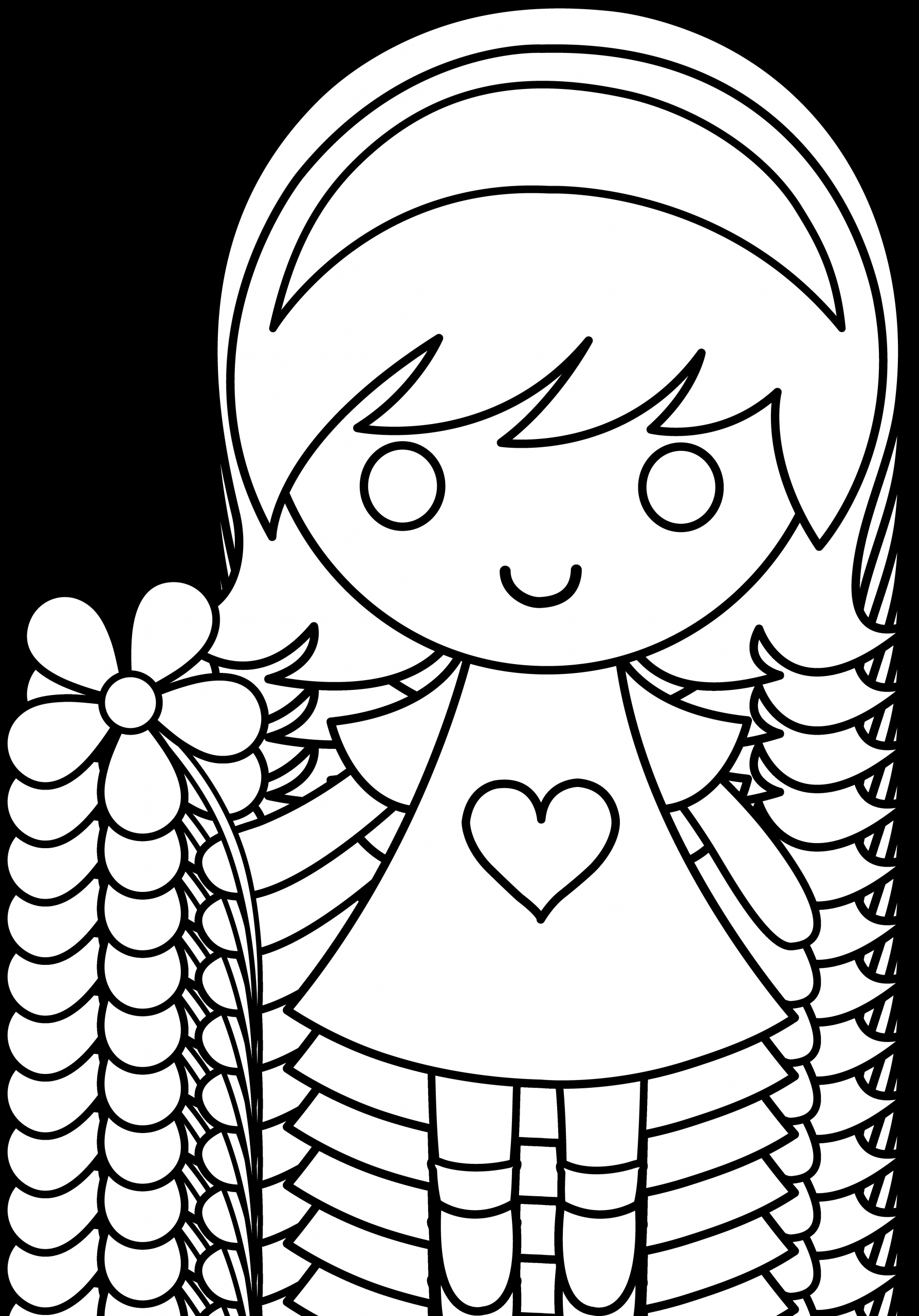 Coloring Pages Little Girls
 Daisy Girl Colorable Line Art Free Clip Art