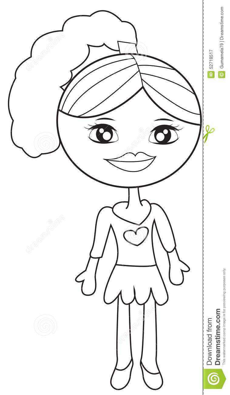 Coloring Pages Little Girls
 Little Girl In A Dress Coloring Page Stock Illustration