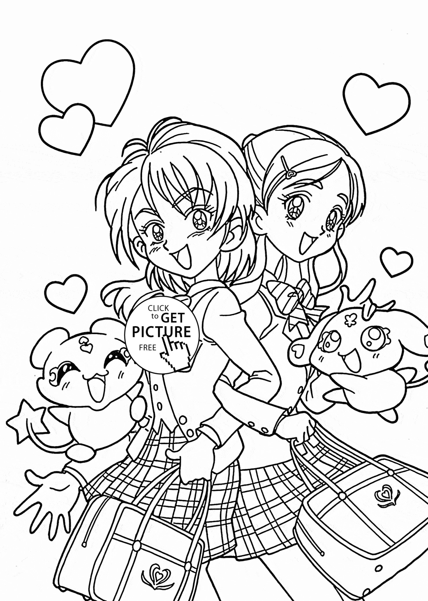 Coloring Pages Of Anime Girls
 Funny Pretty cure anime coloring page for kids manga