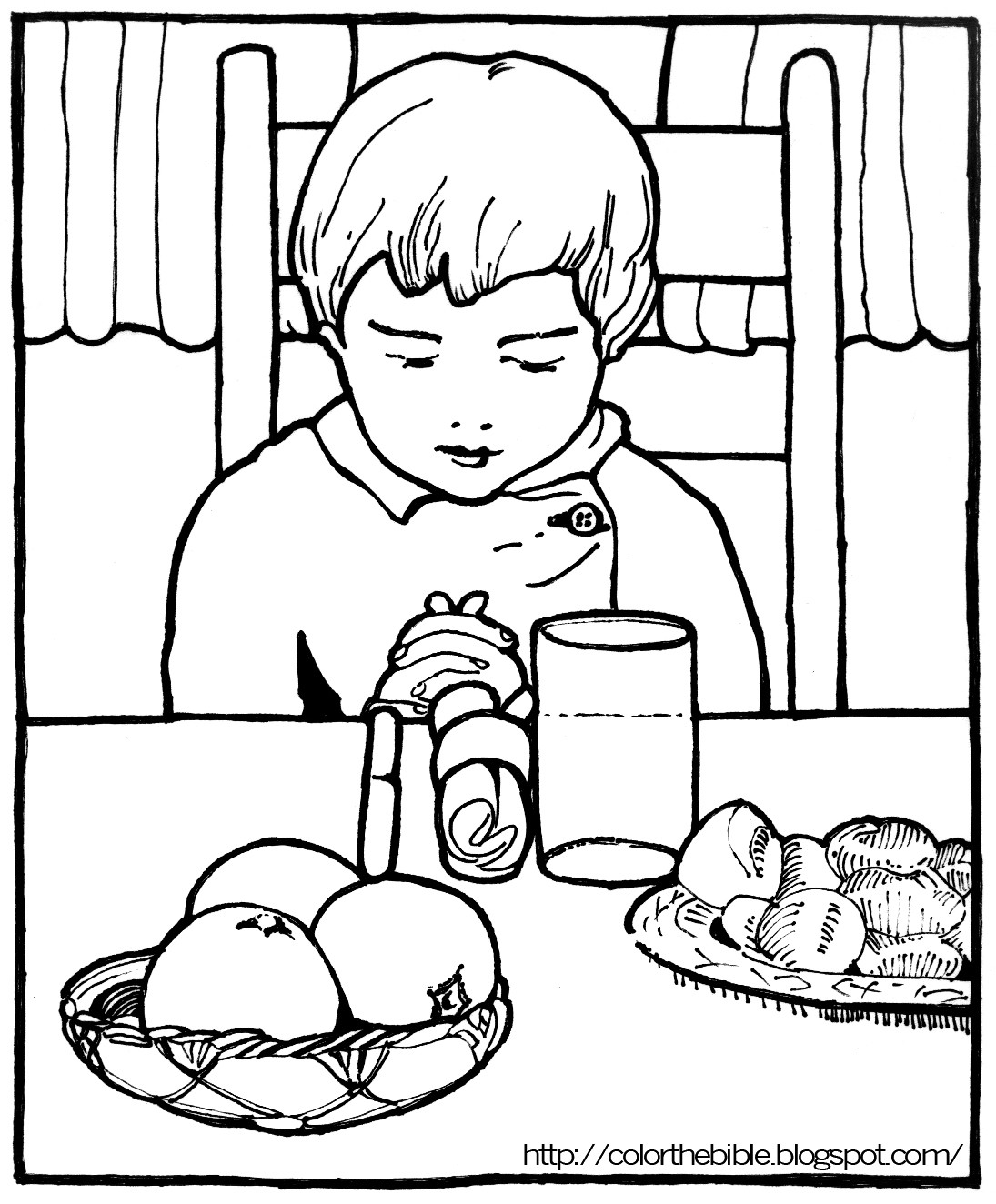 Coloring Pages Of Child Praying
 Pray Before Eating