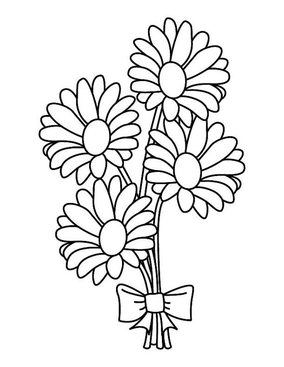 Coloring Pages Of Flowers For Kids
 Daisy Bouquet Coloring Page