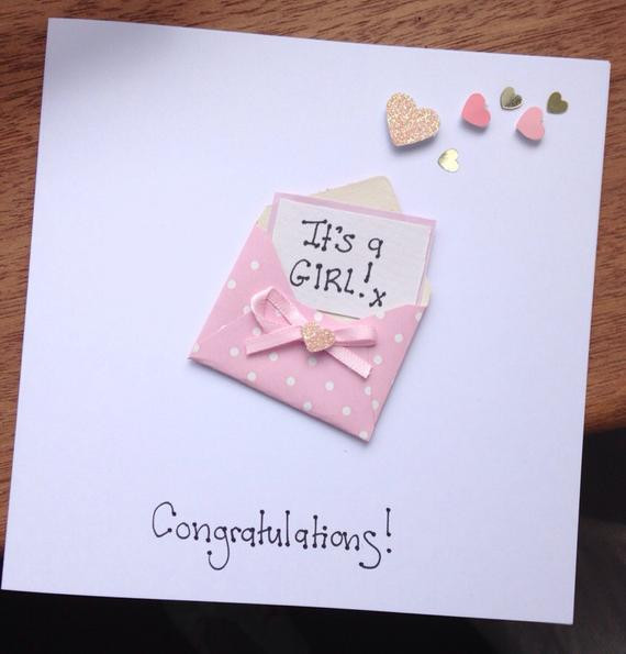 Congrats On Baby Gift
 Items similar to New born baby card GIRL or BOY