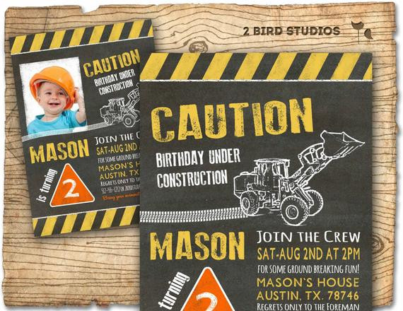 Construction Birthday Invitation
 Construction invitation in chalkboard optional construction