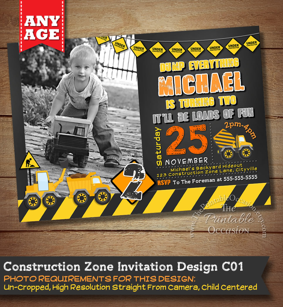 Construction Birthday Invitations
 Construction Birthday Invitation by ThePrintableOccasion