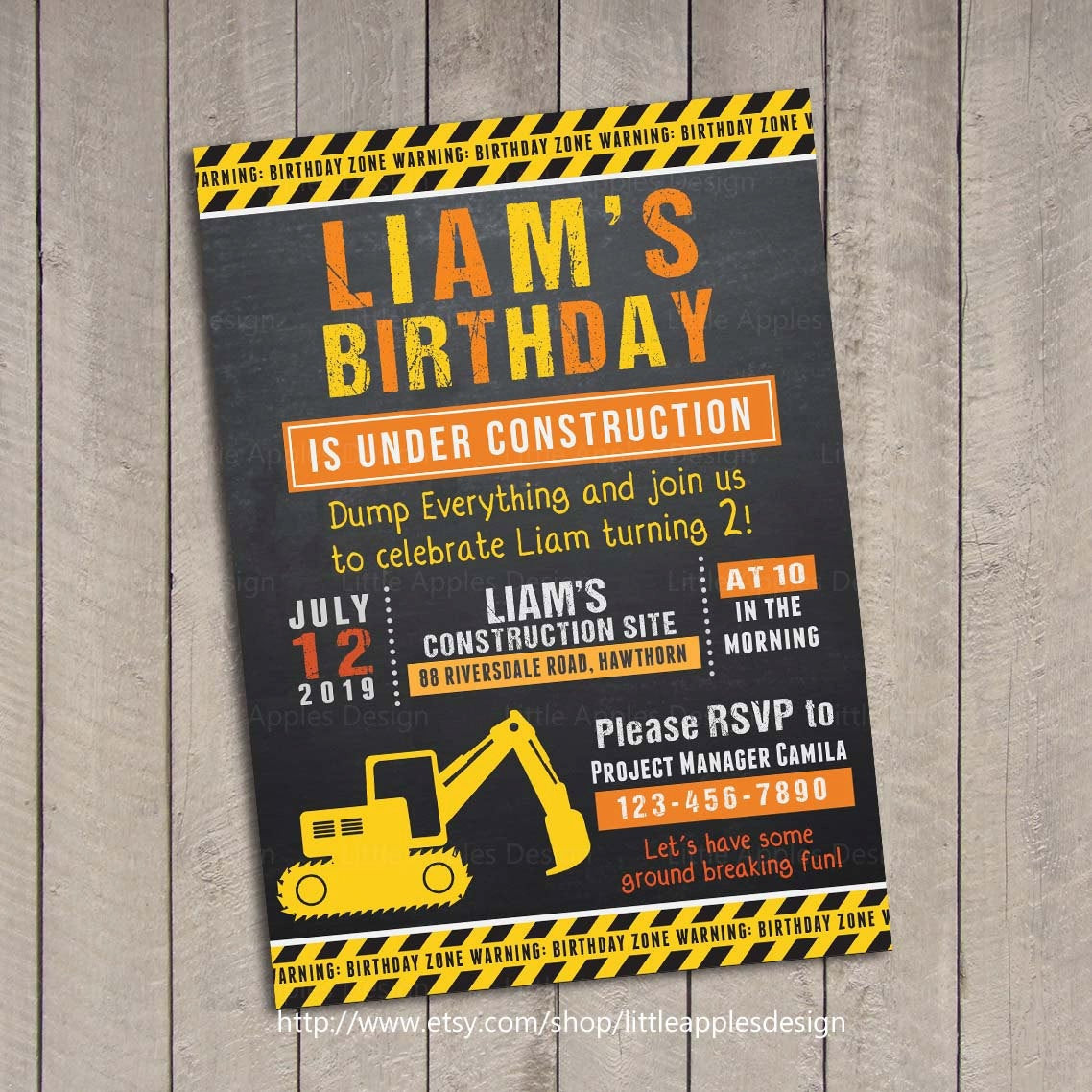 Construction Birthday Invitations
 Birthday Invitation Construction Dump Truck Invitation