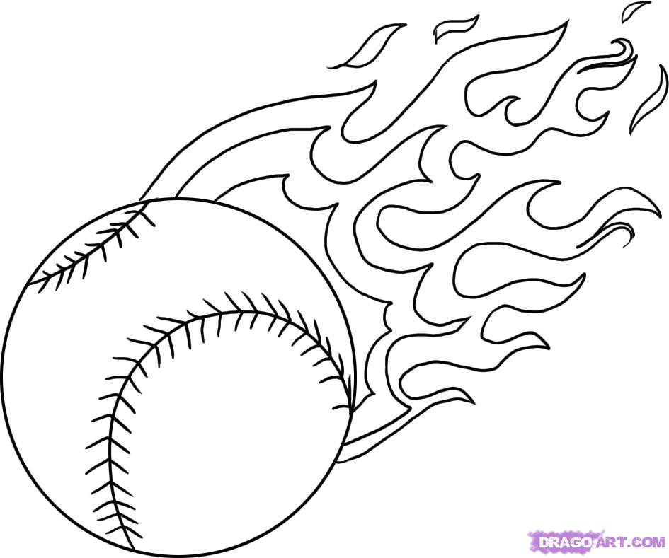 Cool Boys Coloring Pages
 Baseball Ball FLAMES Cool Coloring Pages