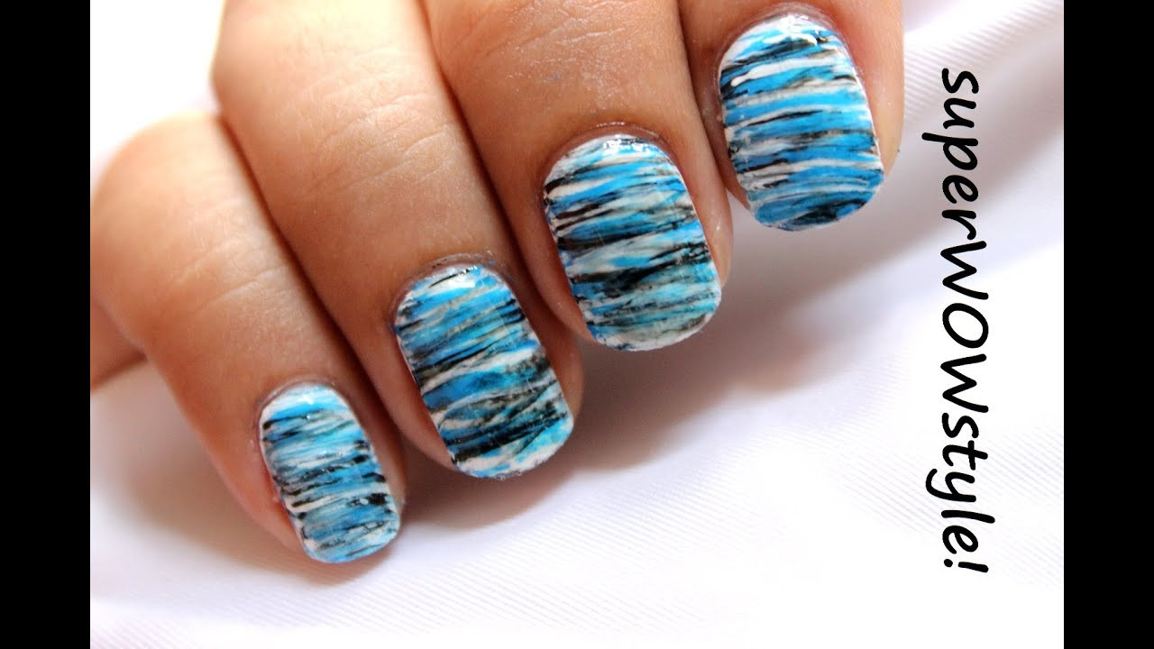 Cool Nail Designs Easy
 Cool Blue Fanning Brush Easy Nail Designs For Beginners