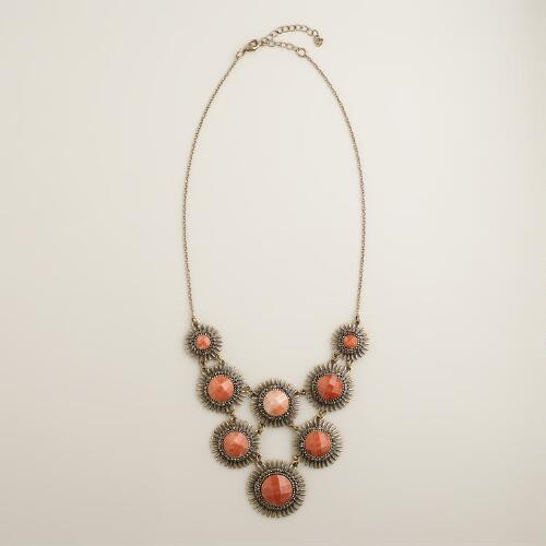 Coral Statement Necklace
 Coral and Gold Statement Necklace