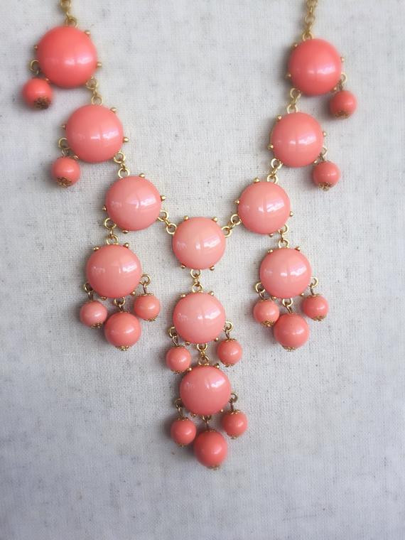 Coral Statement Necklace
 Coral bubble necklace pink statement necklace by