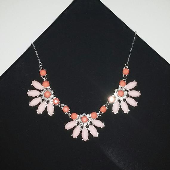 Coral Statement Necklace
 Coral and Light pink statement necklace by JessLaurenCreations