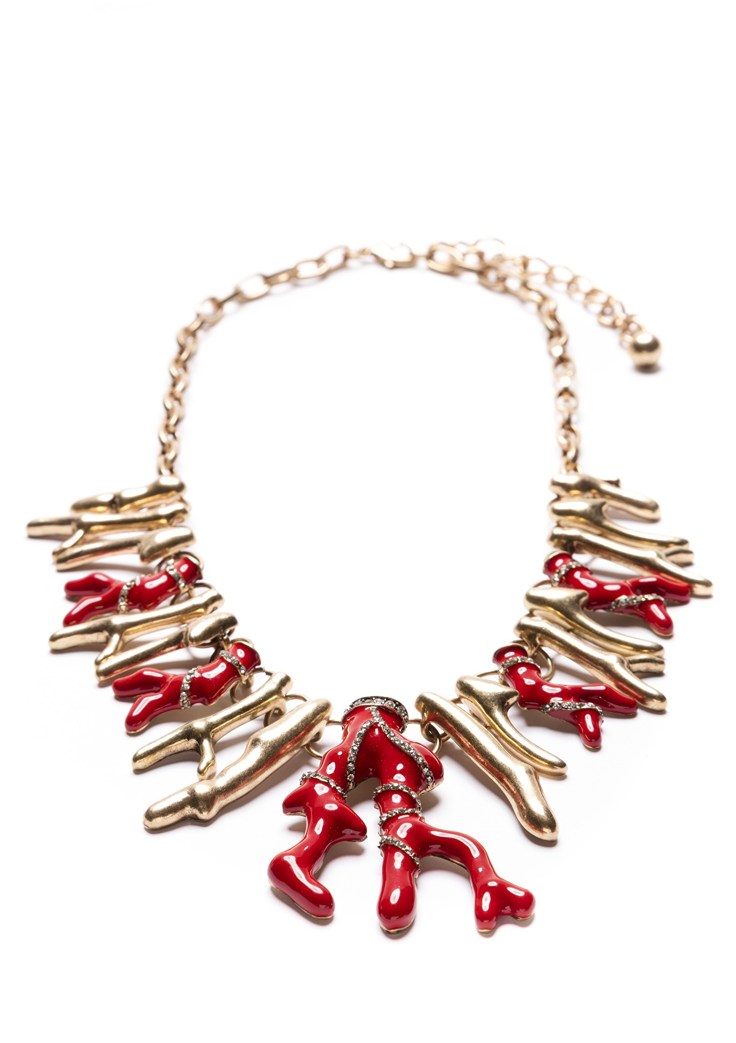 Coral Statement Necklace
 Coral Fortune Statement Necklace in Red and Gold