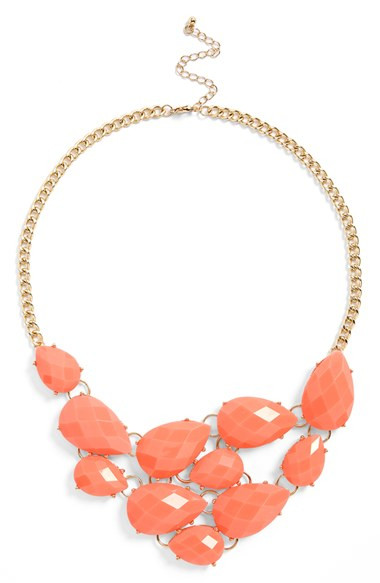 Coral Statement Necklace
 Bp Teardrop Statement Necklace Coral Gold in Gold