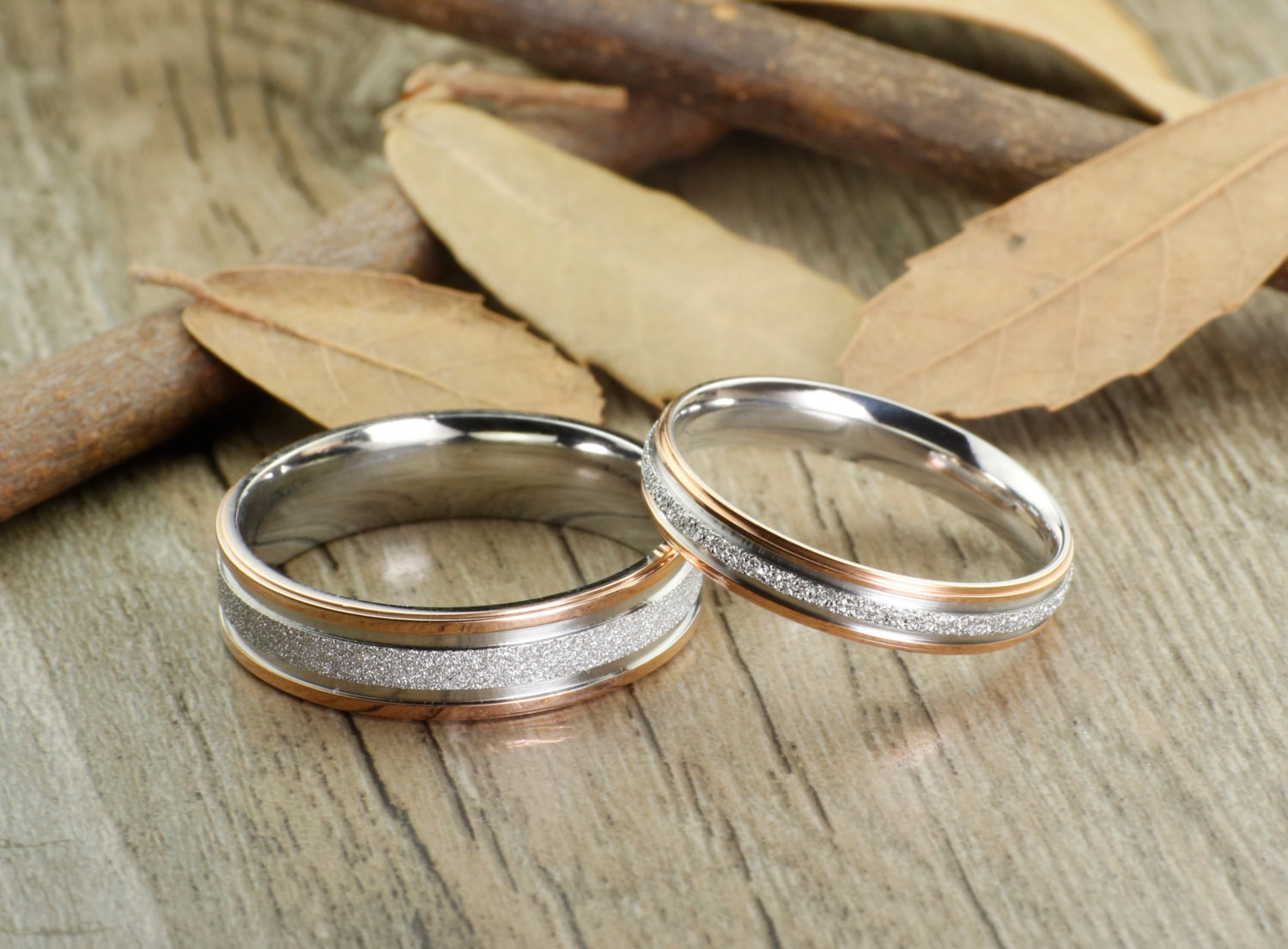 Couples Wedding Ring Sets
 Handmade Rose Gold Matching Wedding Bands Couple Rings Set