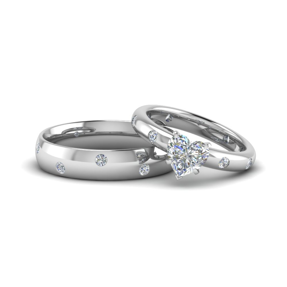 Couples Wedding Ring Sets
 Heart Shaped His And Hers Matching Anniversary Sets Gifts