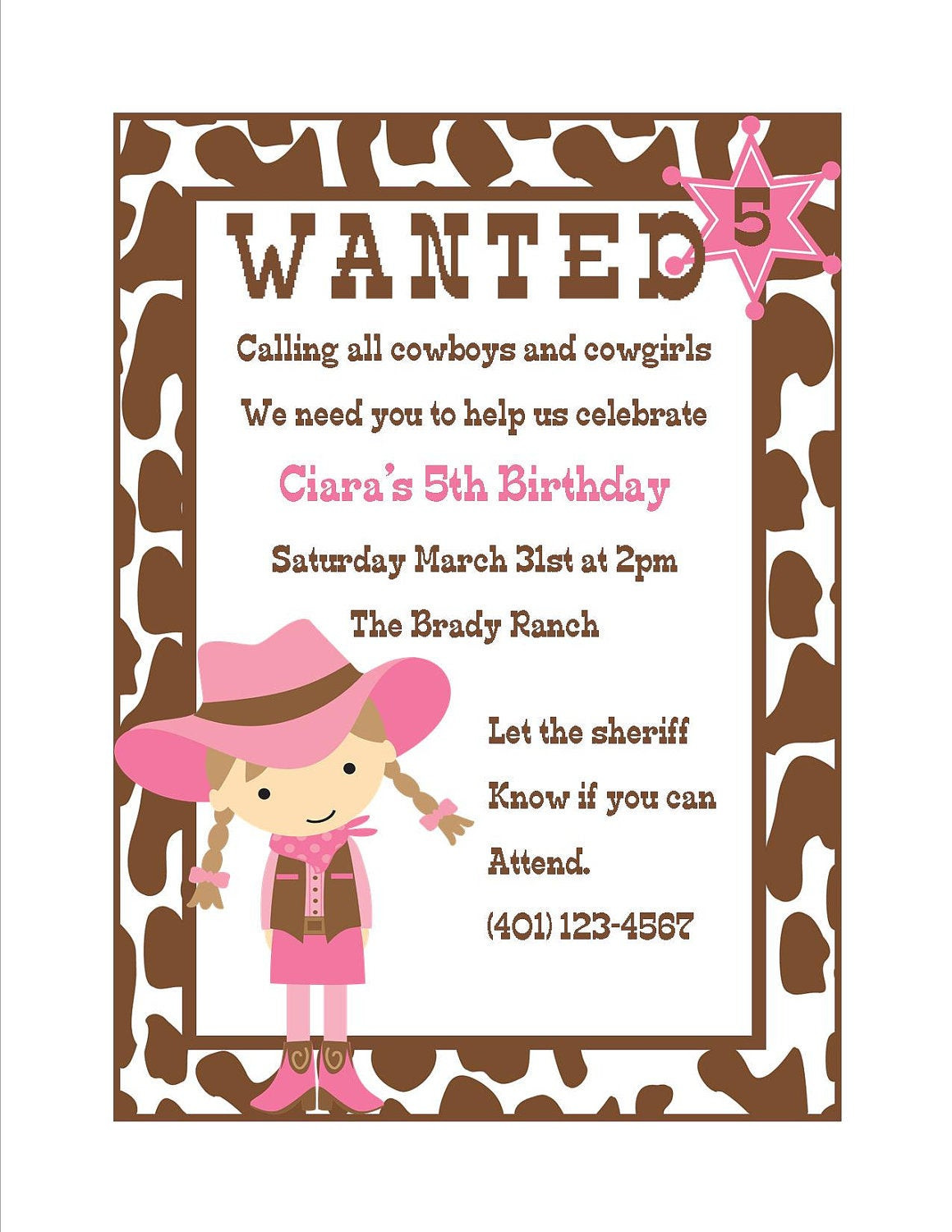 Cowgirl Birthday Party Invitations
 Cowgirl Birthday Invitation Digital File Cowgirl