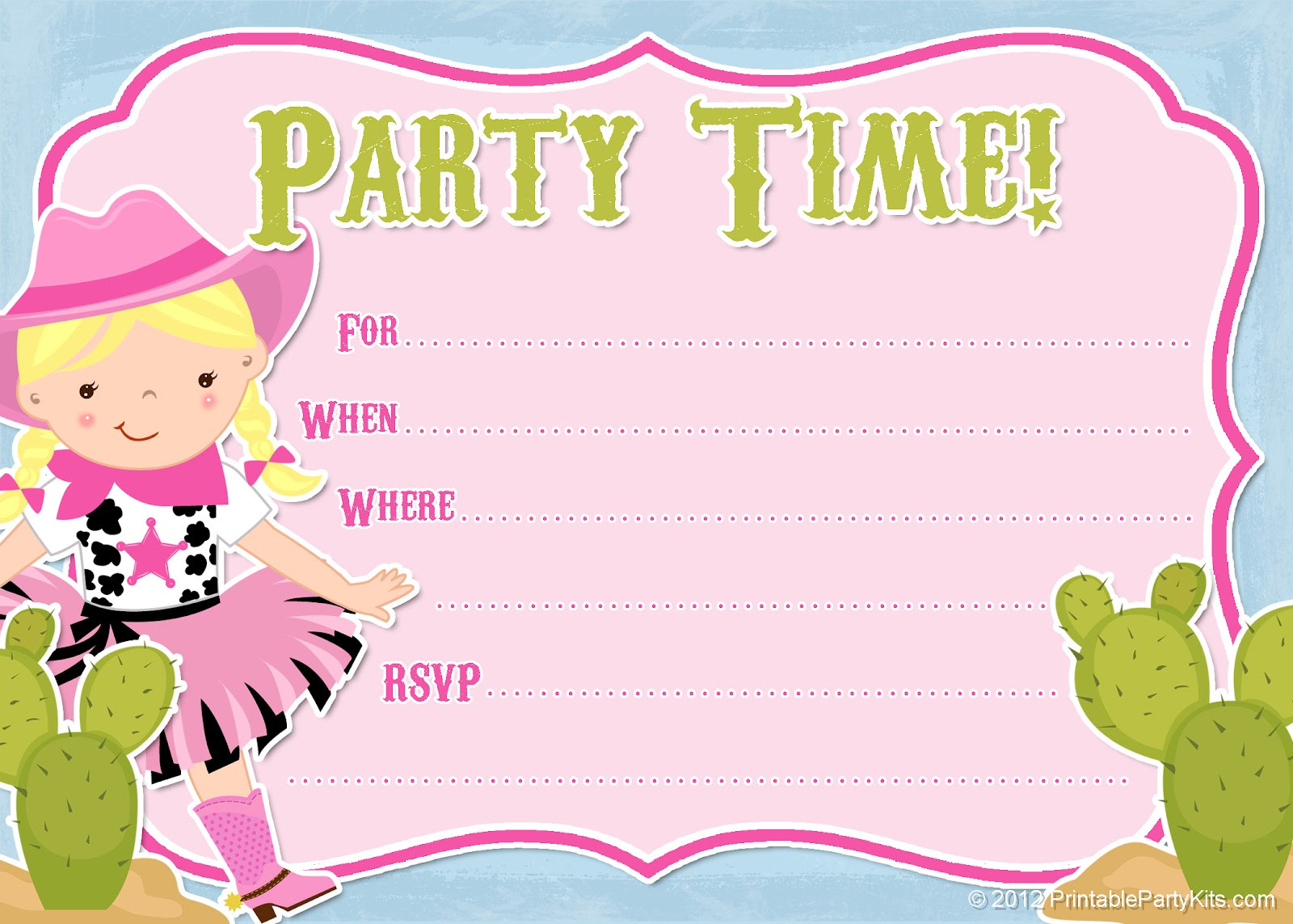 Cowgirl Birthday Party Invitations
 Free Printable Party Invitations Free Cowgirl Invitations
