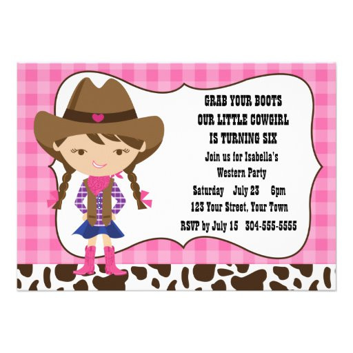 Cowgirl Birthday Party Invitations
 Cowgirl Birthday Party 5" X 7" Invitation Card