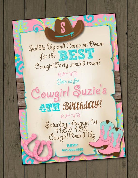 Cowgirl Birthday Party Invitations
 Cowgirl Invitation Cowgirl Birthday Party Invitation Cowgirl