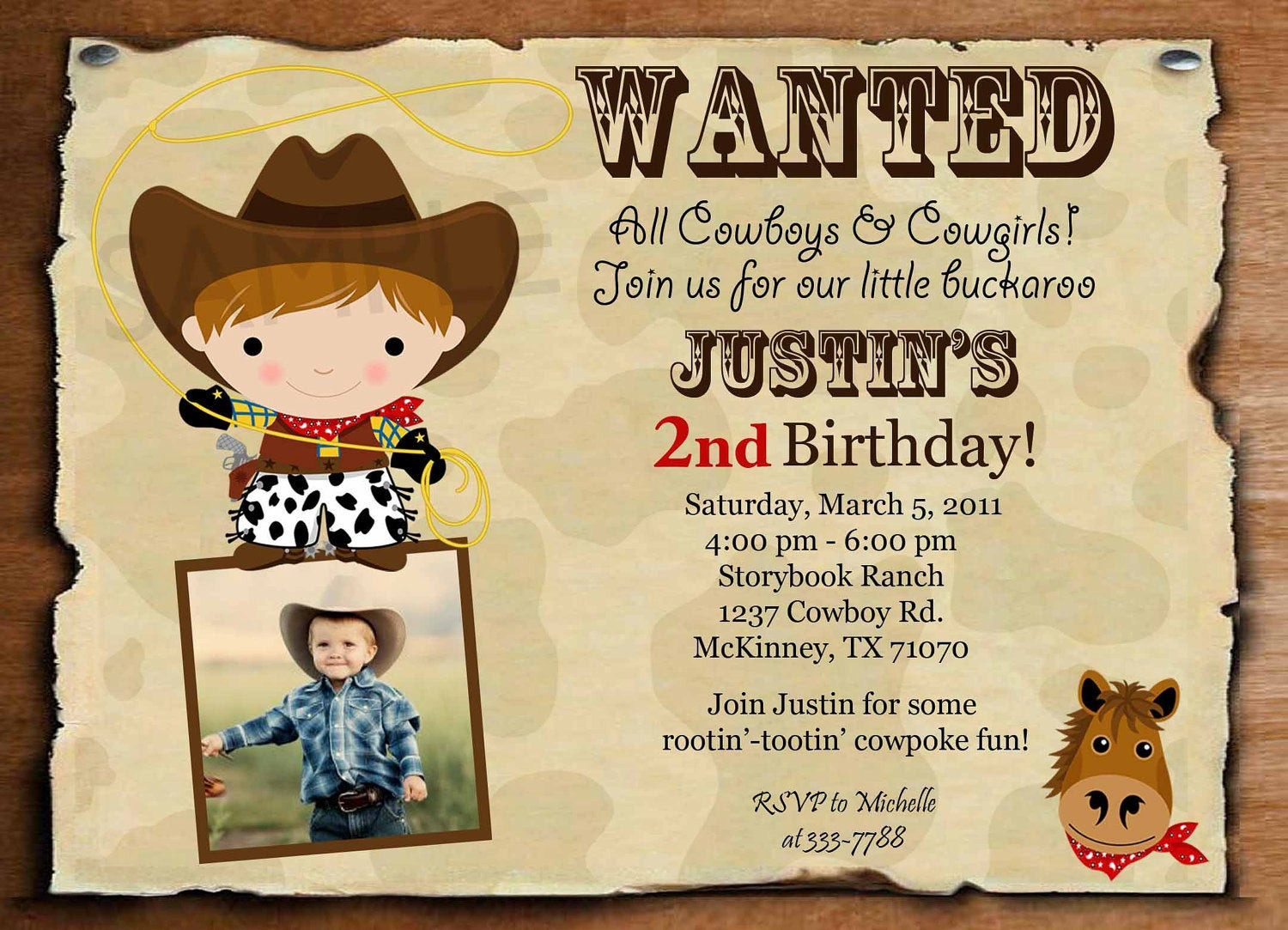 Cowgirl Birthday Party Invitations
 Birthday Invitation Cowboy or Cowgirl Wanted by theprintfairy