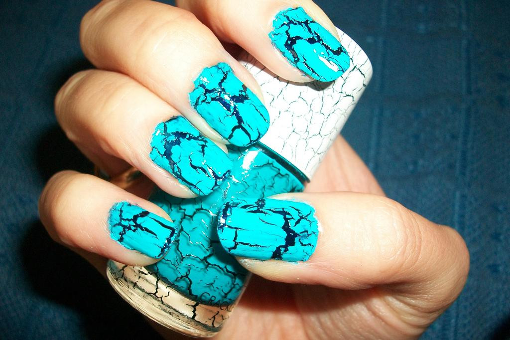 Crackle Nail Designs
 crackle nail art in deep blue and teal by butterfly1980 on