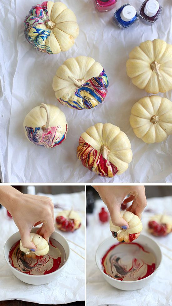 Craft Project Ideas For Adults
 Nail Polish Marbled Pumpkins