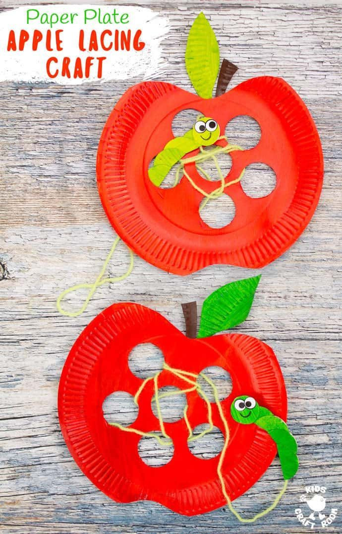 Crafts And Activities For Toddlers
 Paper Plate Apple Lacing Craft