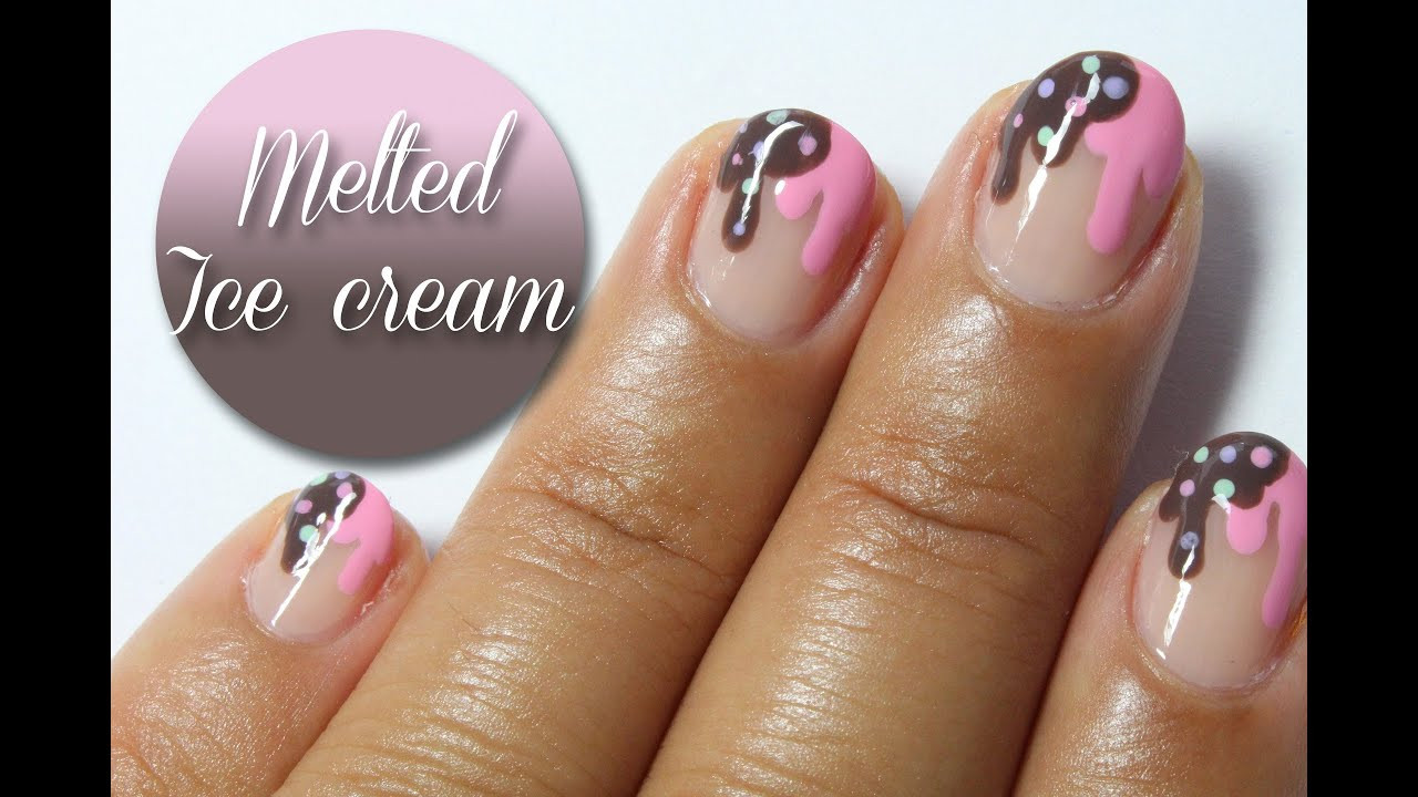Cream Nail Designs
 Melted dripping ice cream nail art