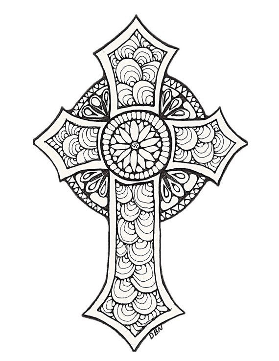 Cross Coloring Pages Printable
 Items similar to Adult Colouring Page Cross Original