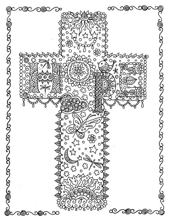 Cross Coloring Pages Printable
 HOPE Cross Digital Coloring Page Instant Download from Crosses