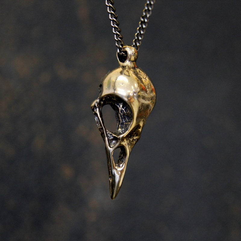 Crow Skull Necklace
 Crow Skull Necklace Solid Bronze Crow Skull Necklace 007