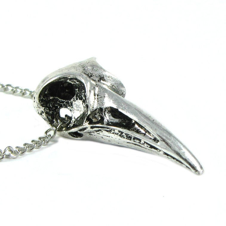 Crow Skull Necklace
 Bird Skull Necklace Silver bird skull necklace crow skull