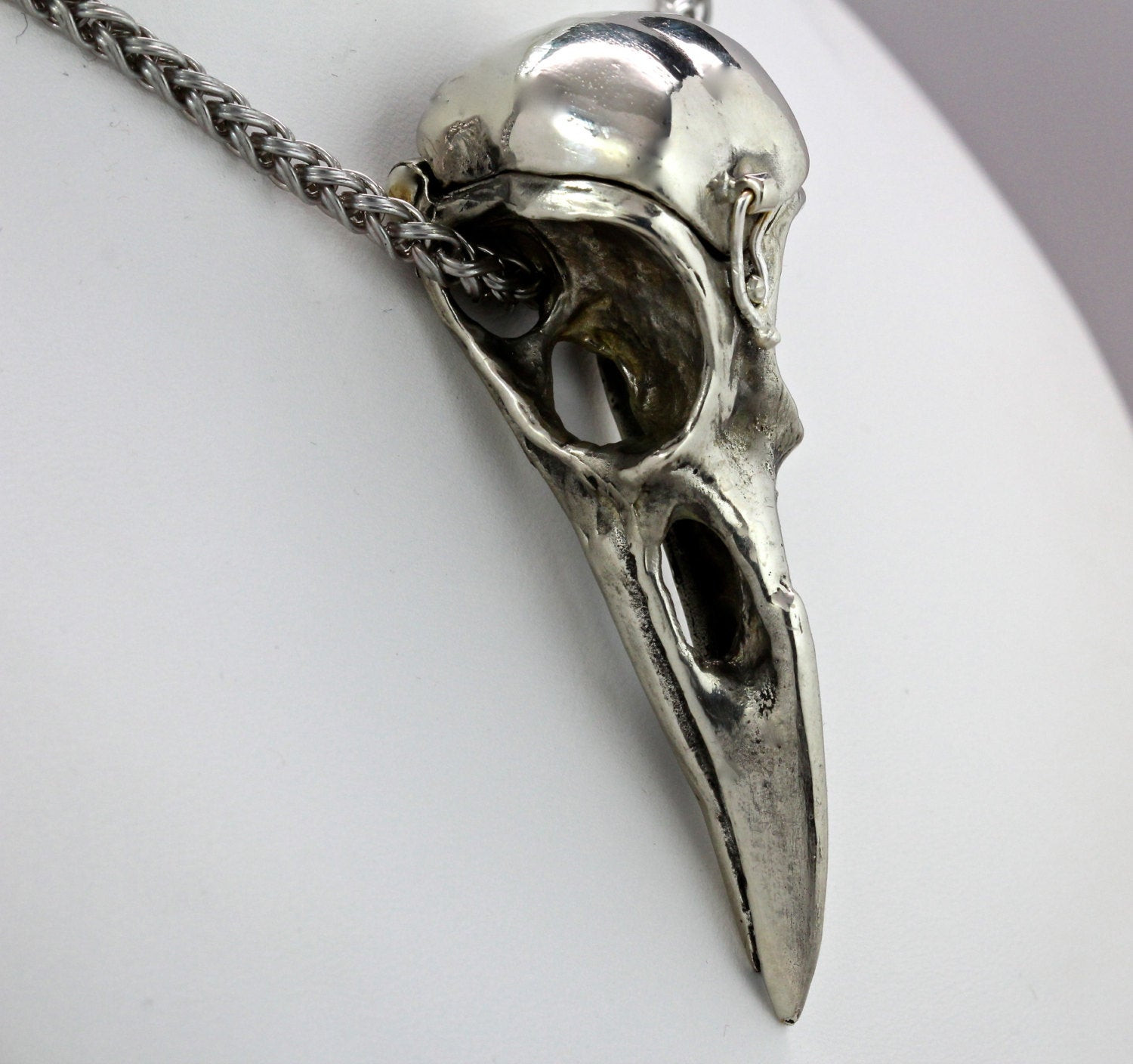 Crow Skull Necklace
 Crow Skull Locket Necklace Life Solid Sterling Silver or